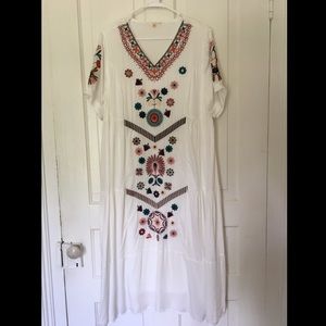 White Boho Embroidered Orange Creek Dress